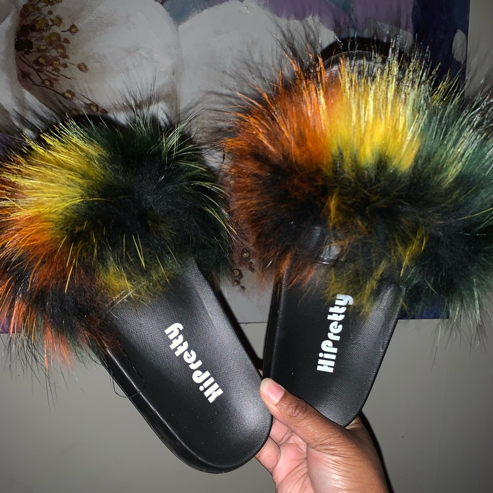 Women's Real Fox Fur Slides